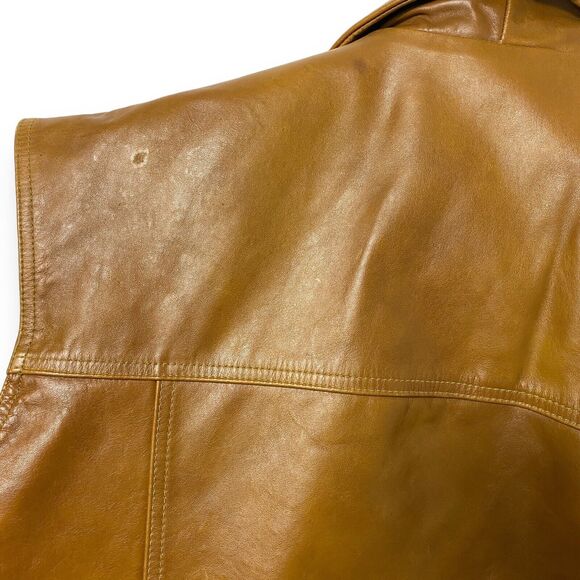 M Julian Mens Vintage Leather Vest Rust Brown 70s Hipster Sz Large - Picture 5 of 7
